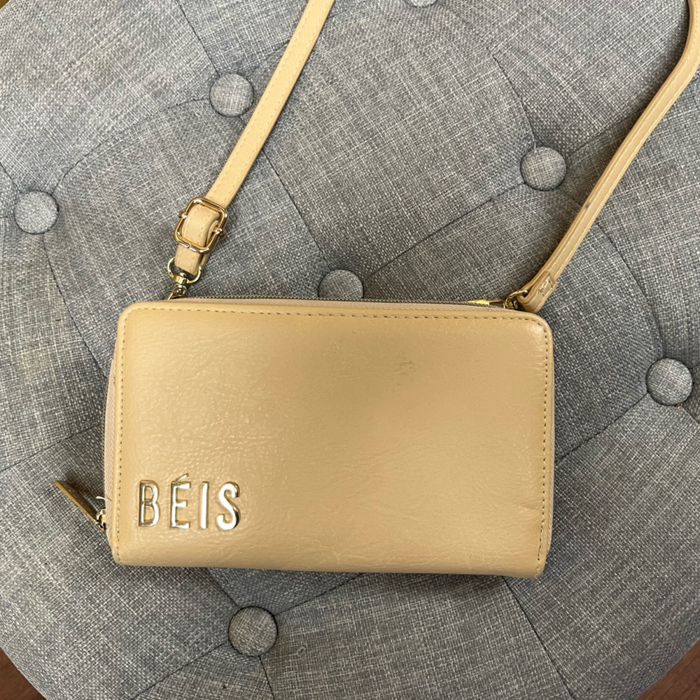 Beis Travel Wallet with crossbody strap in Beige